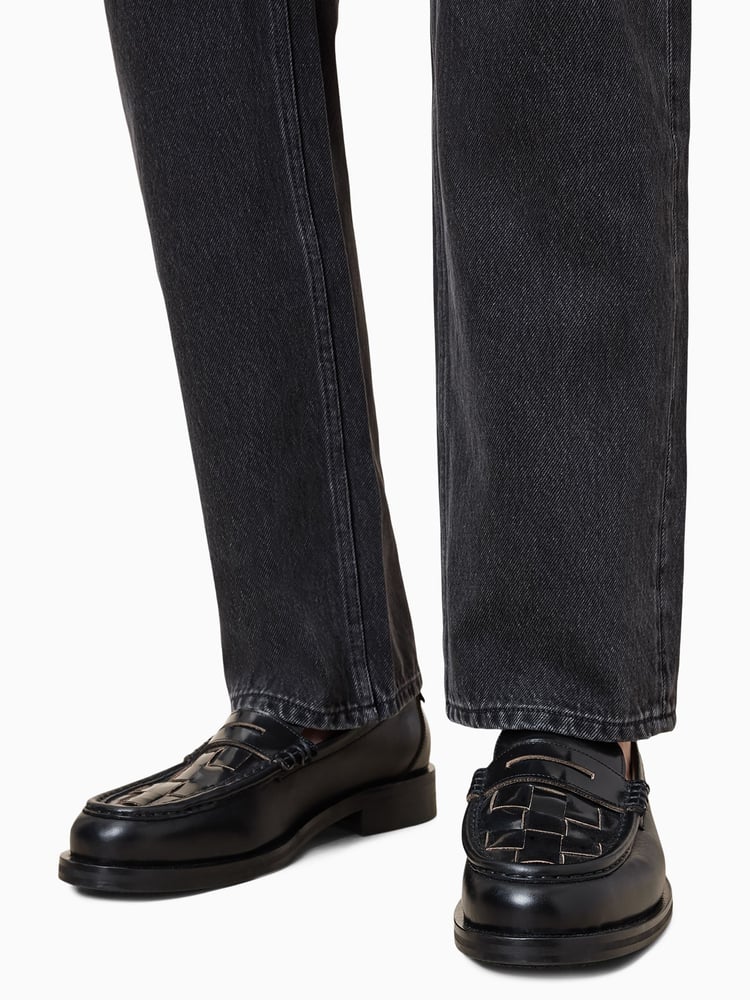 AllSaints Black Bloom Woven Loafers - Image 1 of 7