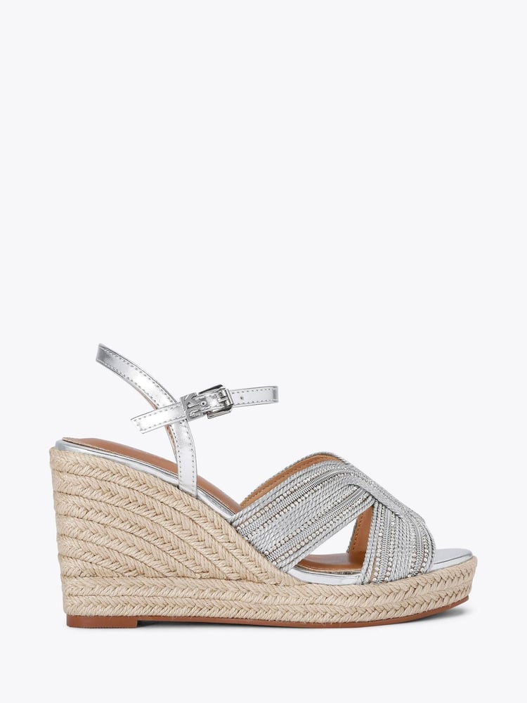 KG Kurt Geiger Silver Pose Wedge Sandals - Image 1 of 4