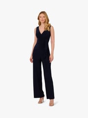 Adrianna Papell Blue Jersey Draped Jumpsuit - Image 1 of 6