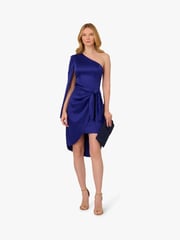 Adrianna Papell Blue Side Knot Draped Dress - Image 4 of 6