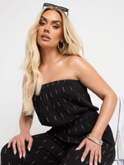 Yours Curve Black Bandeau Jumpsuit - Image 4 of 5
