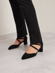 Long Tall Sally Black Cross Strap Maryjane Pumps - Image 1 of 5