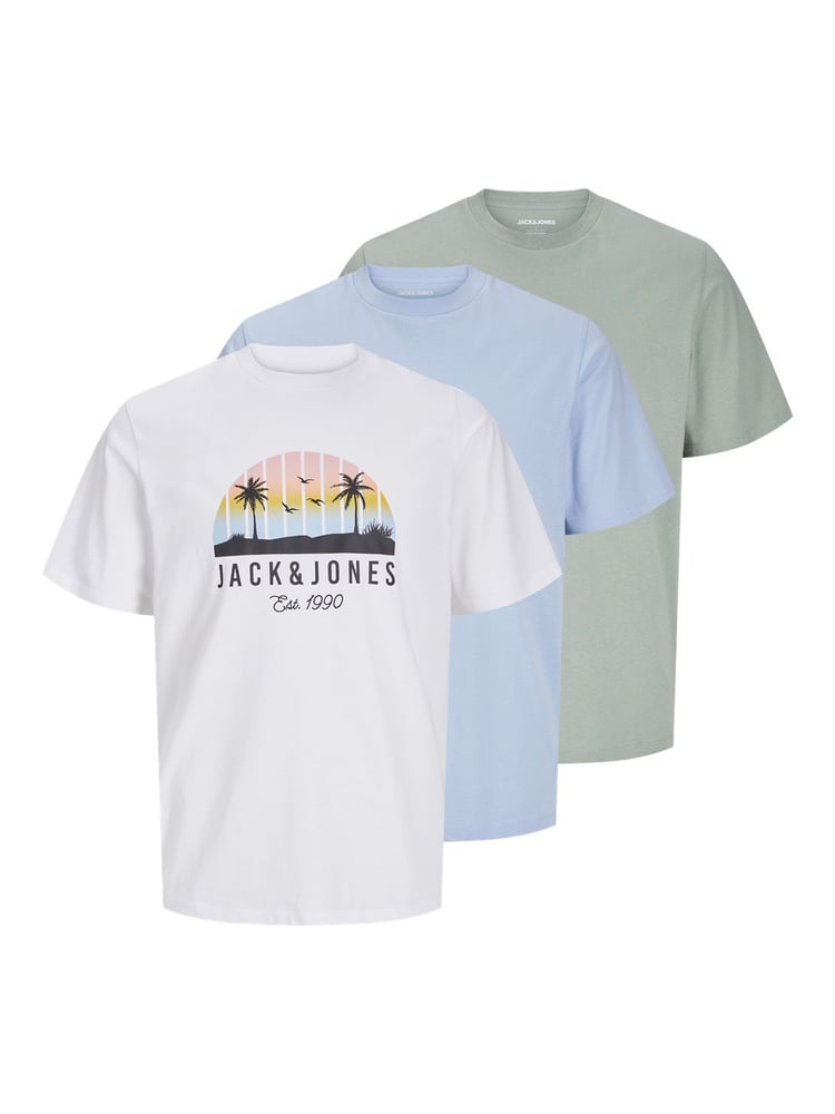 JACK & JONES Junior Blue 100% Cotton Palm Print Short Sleeve T-Shirt - Image 1 of 4