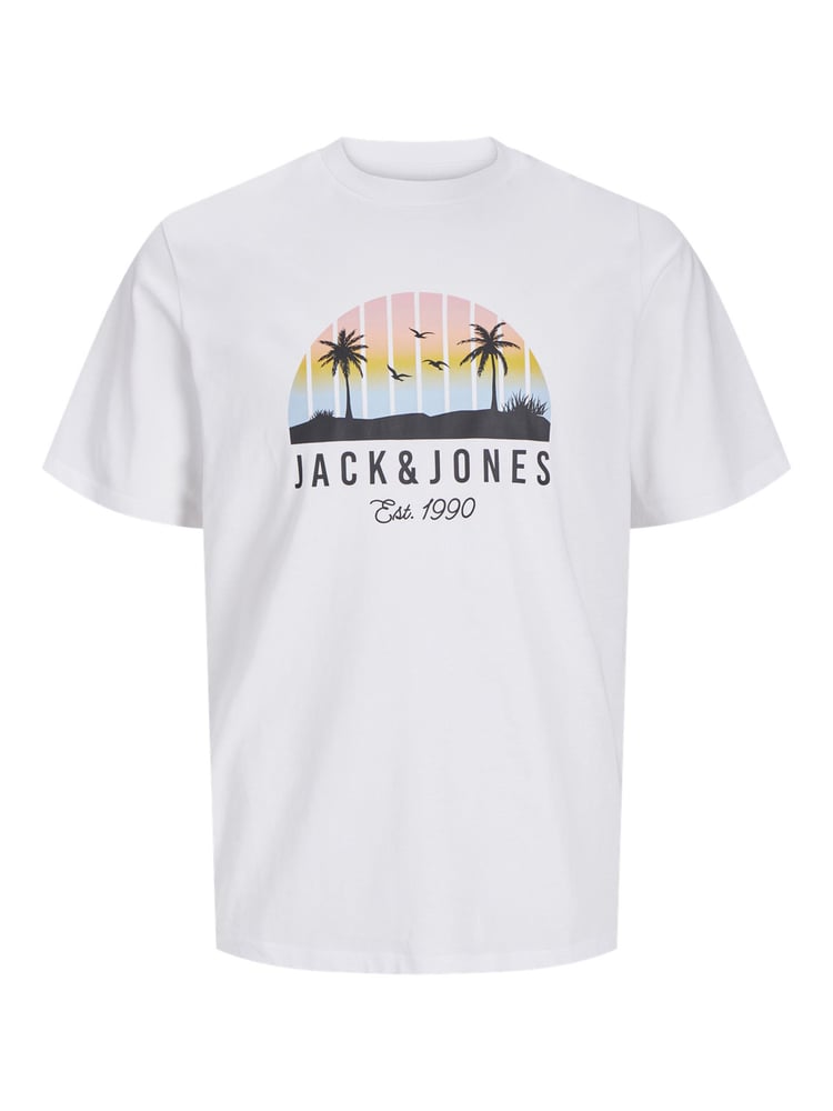JACK & JONES Junior Blue 100% Cotton Palm Print Short Sleeve T-Shirt - Image 2 of 4