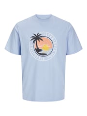 JACK & JONES Junior Blue 100% Cotton Palm Print Short Sleeve T-Shirt - Image 4 of 4