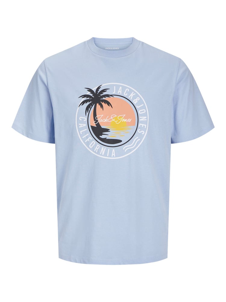 JACK & JONES Junior Blue 100% Cotton Palm Print Short Sleeve T-Shirt - Image 4 of 4
