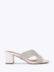 Carvela Paparazzi Pearl Block Low White Sandals - Image 1 of 4