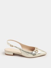 Long Tall Sally Gold Metal Trim Sling Back Shoes - Image 2 of 5