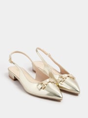Long Tall Sally Gold Metal Trim Sling Back Shoes - Image 3 of 5