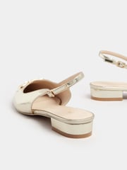 Long Tall Sally Gold Metal Trim Sling Back Shoes - Image 4 of 5