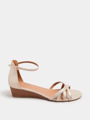 Long Tall Sally Gold Mid Heel Strappy Wedge Sandals - Image 2 of 5