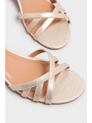 Long Tall Sally Gold Mid Heel Strappy Wedge Sandals - Image 5 of 5