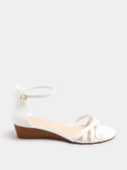 Long Tall Sally White Mid Heel Strappy Wedge Sandals - Image 2 of 5