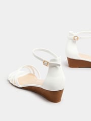 Long Tall Sally White Mid Heel Strappy Wedge Sandals - Image 4 of 5