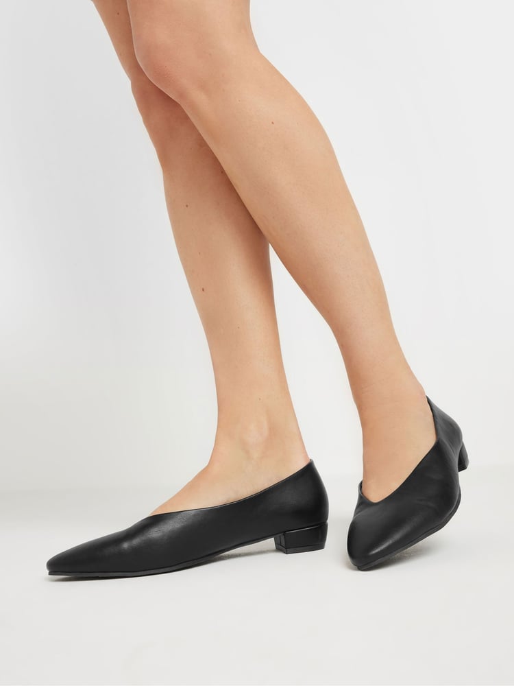Long Tall Sally Black Low Block Almond Court Shoes - Image 1 of 6
