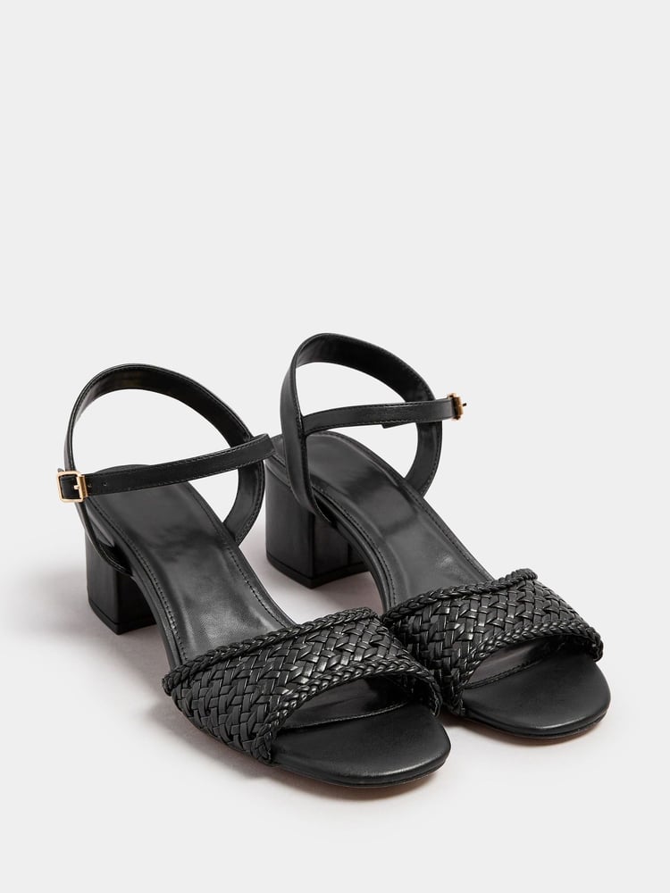 Long Tall Sally Black Woven Block Heel Sandals - Image 2 of 3