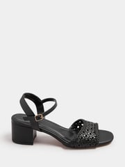Long Tall Sally Black Woven Block Heel Sandals - Image 3 of 3