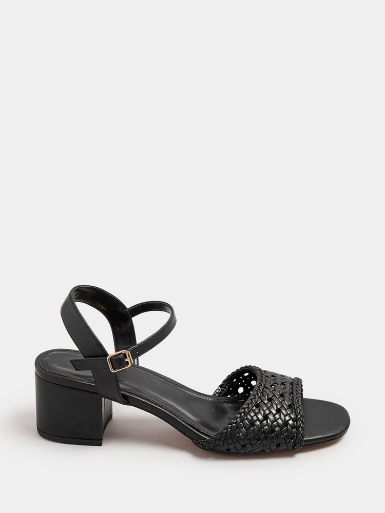 Long Tall Sally Black Woven Block Heel Sandals - Image 3 of 3