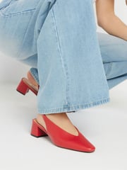Long Tall Sally Red Slingback Mid Block Shoes - Image 1 of 5