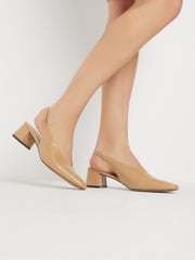 Long Tall Sally Natural Slingback Mid Block Shoes - Image 1 of 5