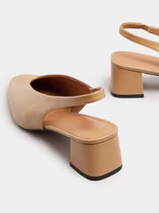Long Tall Sally Natural Slingback Mid Block Shoes - Image 4 of 5
