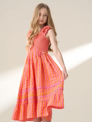 Angel & Rocket Orange Bella Ric Rac Midi 100% Cotton Dress - Image 1 of 7