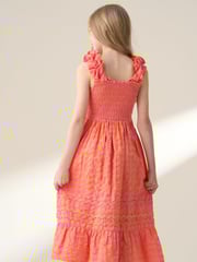 Angel & Rocket Orange Bella Ric Rac Midi 100% Cotton Dress - Image 2 of 7