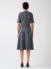 LK Bennett Blue Suzie Cotton Blend Tweed Button Through Dress - Image 2 of 3
