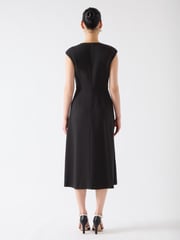 LK Bennett Black Rise Viscose Blend Pleated Insert Skirt Dress - Image 2 of 4