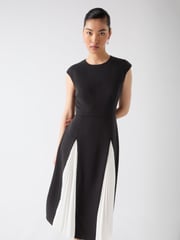 LK Bennett Black Rise Viscose Blend Pleated Insert Skirt Dress - Image 3 of 4