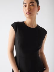 LK Bennett Black Rise Viscose Blend Pleated Insert Skirt Dress - Image 4 of 4