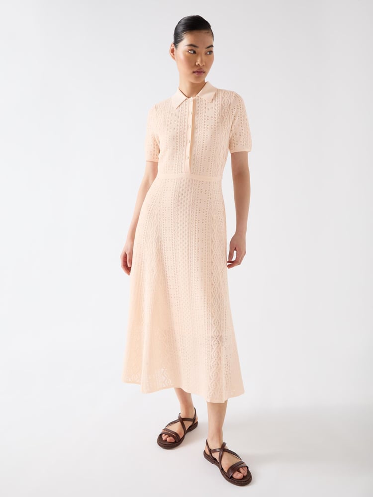 LK Bennett Pink Dean Viscose Blend Lace Knit Dress - Image 2 of 5