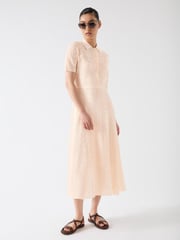 LK Bennett Pink Dean Viscose Blend Lace Knit Dress - Image 3 of 5