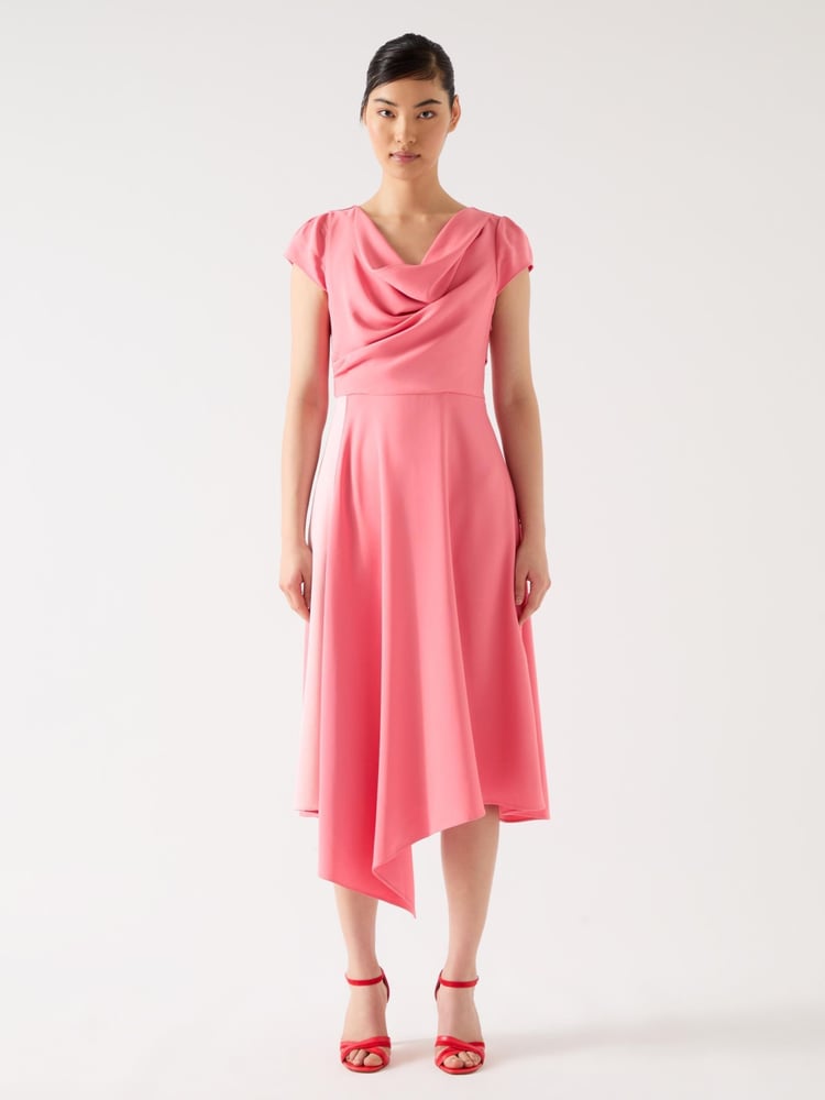 LK Bennett Pink Moon Desert Viscose Blend Contrasting Crepe Dress - Image 1 of 4