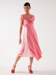 LK Bennett Pink Moon Desert Viscose Blend Contrasting Crepe Dress - Image 2 of 4