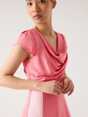 LK Bennett Pink Moon Desert Viscose Blend Contrasting Crepe Dress - Image 4 of 4