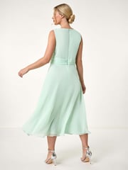 Roman Green Petite Trim Detail Ruched Midi Dress - Image 3 of 5