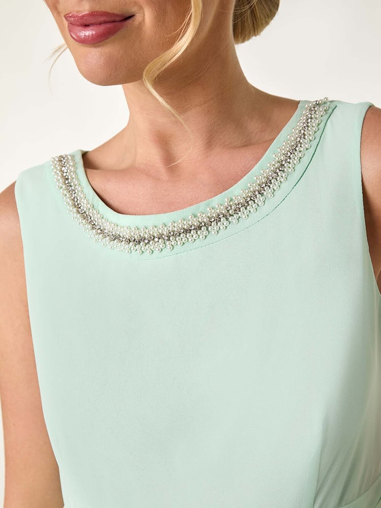 Roman Green Petite Trim Detail Ruched Midi Dress - Image 5 of 5