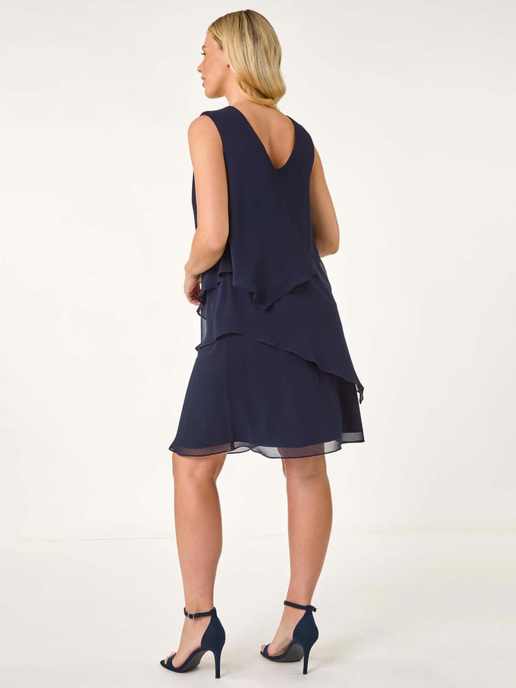 Roman Blue Petite Trim Layer Shift Dress - Image 2 of 5