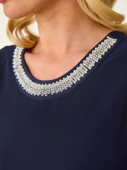 Roman Blue Petite Trim Layer Shift Dress - Image 5 of 5