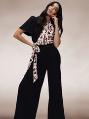 Hot Squash Black Overwrap Print Jumpsuit - Image 1 of 5