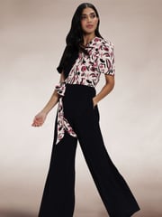 Hot Squash Black Overwrap Print Jumpsuit - Image 2 of 5