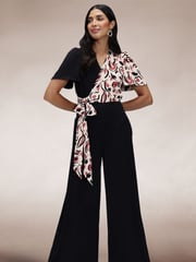 Hot Squash Black Overwrap Print Jumpsuit - Image 4 of 5