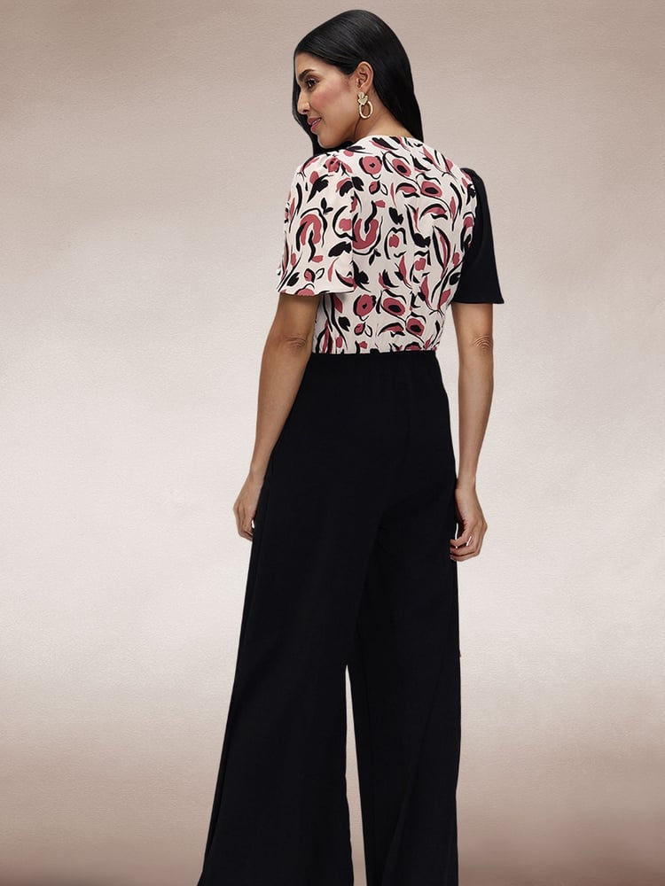Hot Squash Black Overwrap Print Jumpsuit - Image 5 of 5