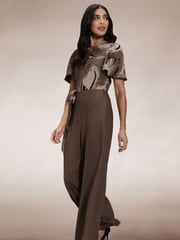 Hot Squash Brown Overwrap Print Jumpsuit - Image 4 of 7