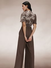Hot Squash Brown Overwrap Print Jumpsuit - Image 6 of 7