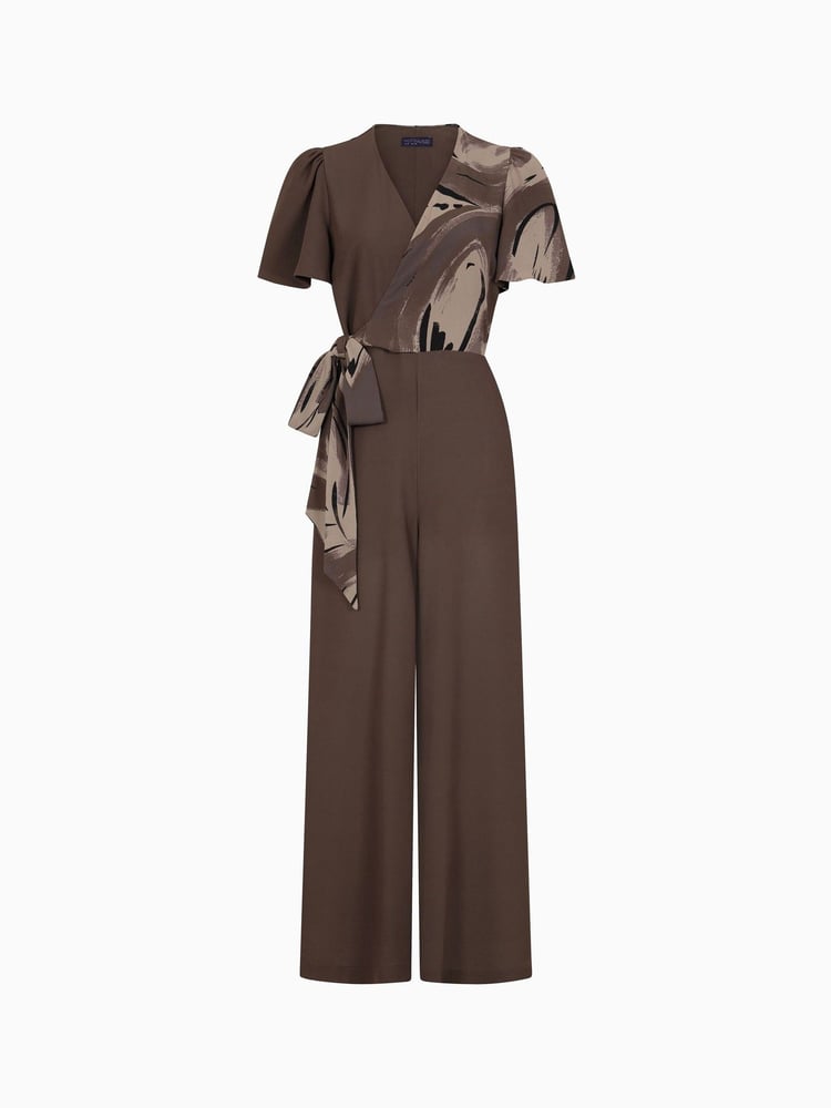 Hot Squash Brown Overwrap Print Jumpsuit - Image 7 of 7