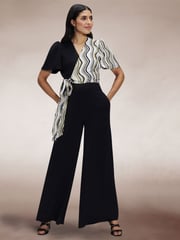 Hot Squash Overwrap Print Black Jumpsuit - Image 1 of 5