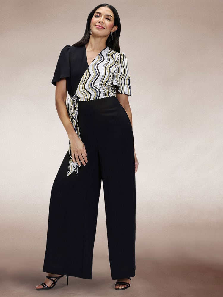 Hot Squash Overwrap Print Black Jumpsuit - Image 2 of 5
