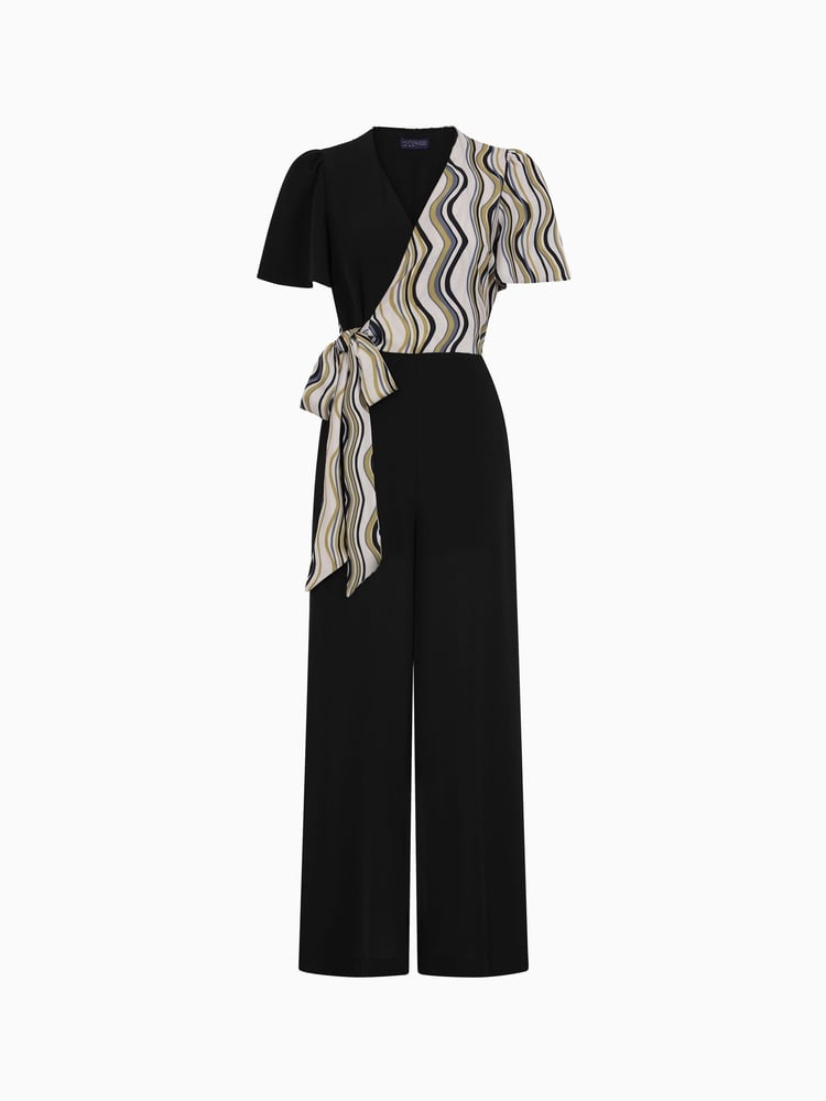 Hot Squash Overwrap Print Black Jumpsuit - Image 5 of 5